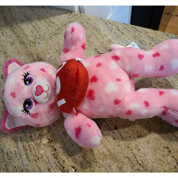 Build a Bear Huggable Hearts Pink Kitty Plush Toy Valentine’s I Love You Heart - Picture 9 of 12